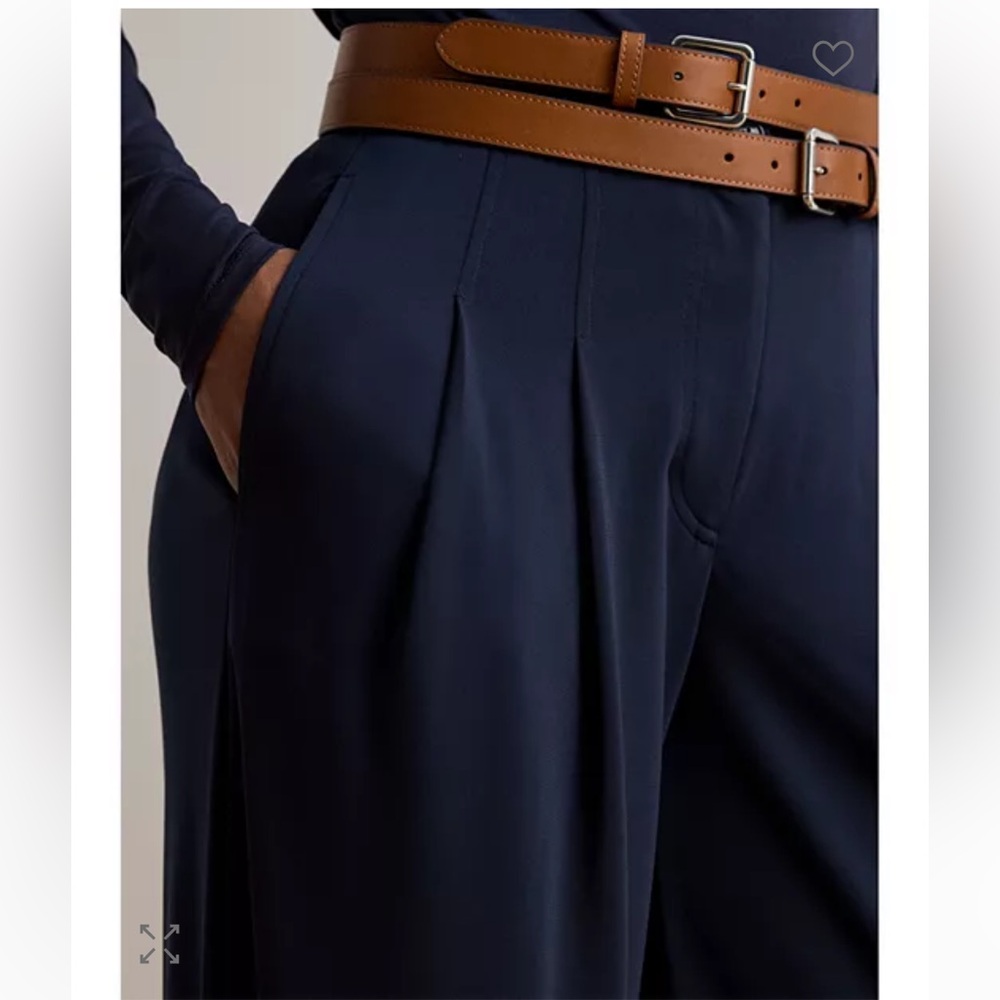 Lauren Ralph Lauren Navy Blue Pleated Wide Leg Pants Size 14W New - Picture 4 of 11